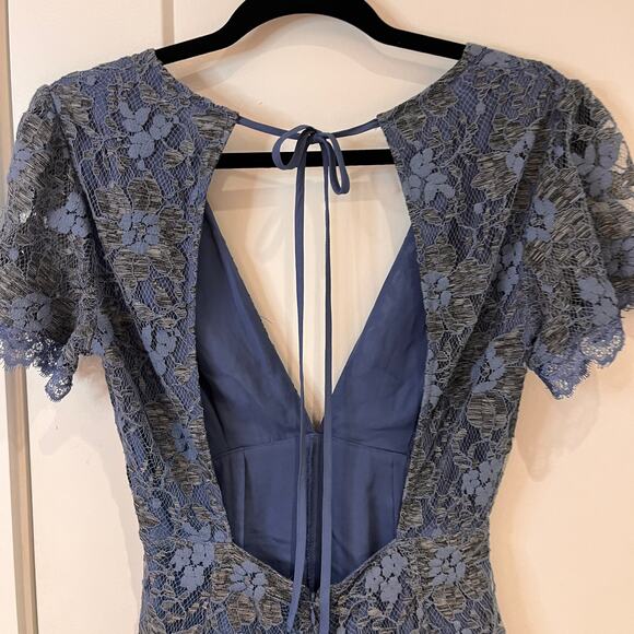 ASTR The Label Blue & Gray Lace Tie Back Romper Size Small - Picture 4 of 10